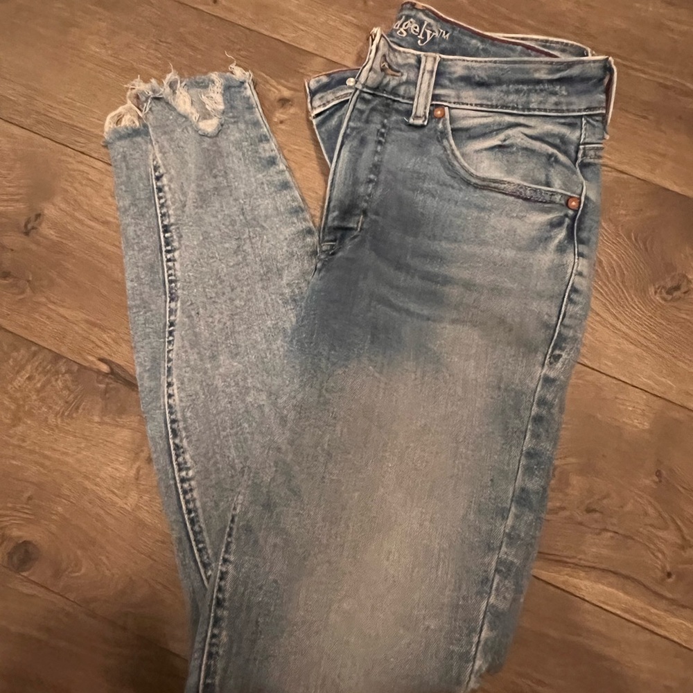 Maurices Light Blue Distressed Skinny Jeans